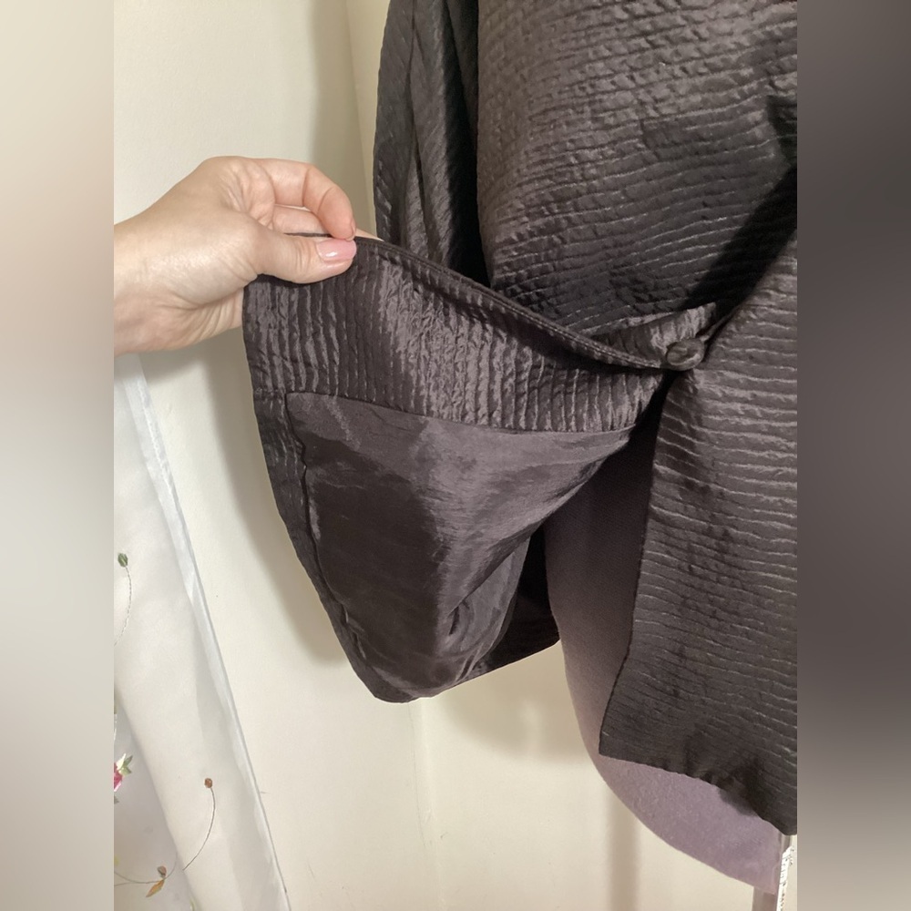 Eileen Fisher Silk Wool Crinkle Jacket Large - Picture 9 of 14